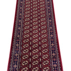 500 x 80cm Afghan Bokhara – Maroon Beige Runner Rug