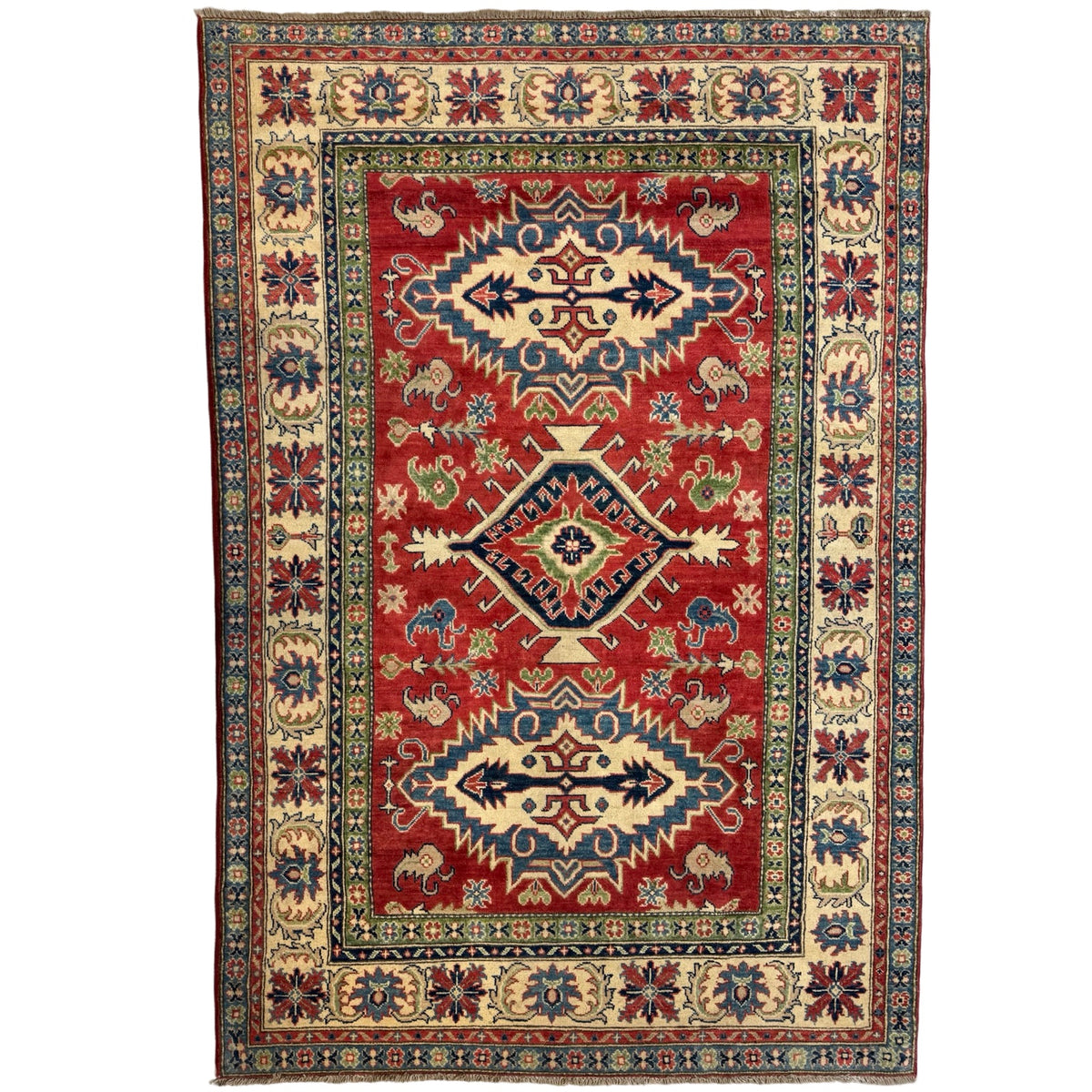 241 x 164 cm Hand Knotted Afghan Kazak Wool Rug