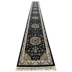 800 x 80cm Persian Kasha, Navy Blue Runner Rug