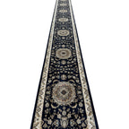800 x 80cm Persian Kasha, Navy Blue Runner Rug