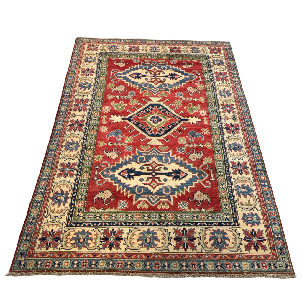 241 x 164 cm Hand Knotted Afghan Kazak Wool Rug