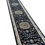 800 x 80cm Persian Kasha, Navy Blue Runner Rug