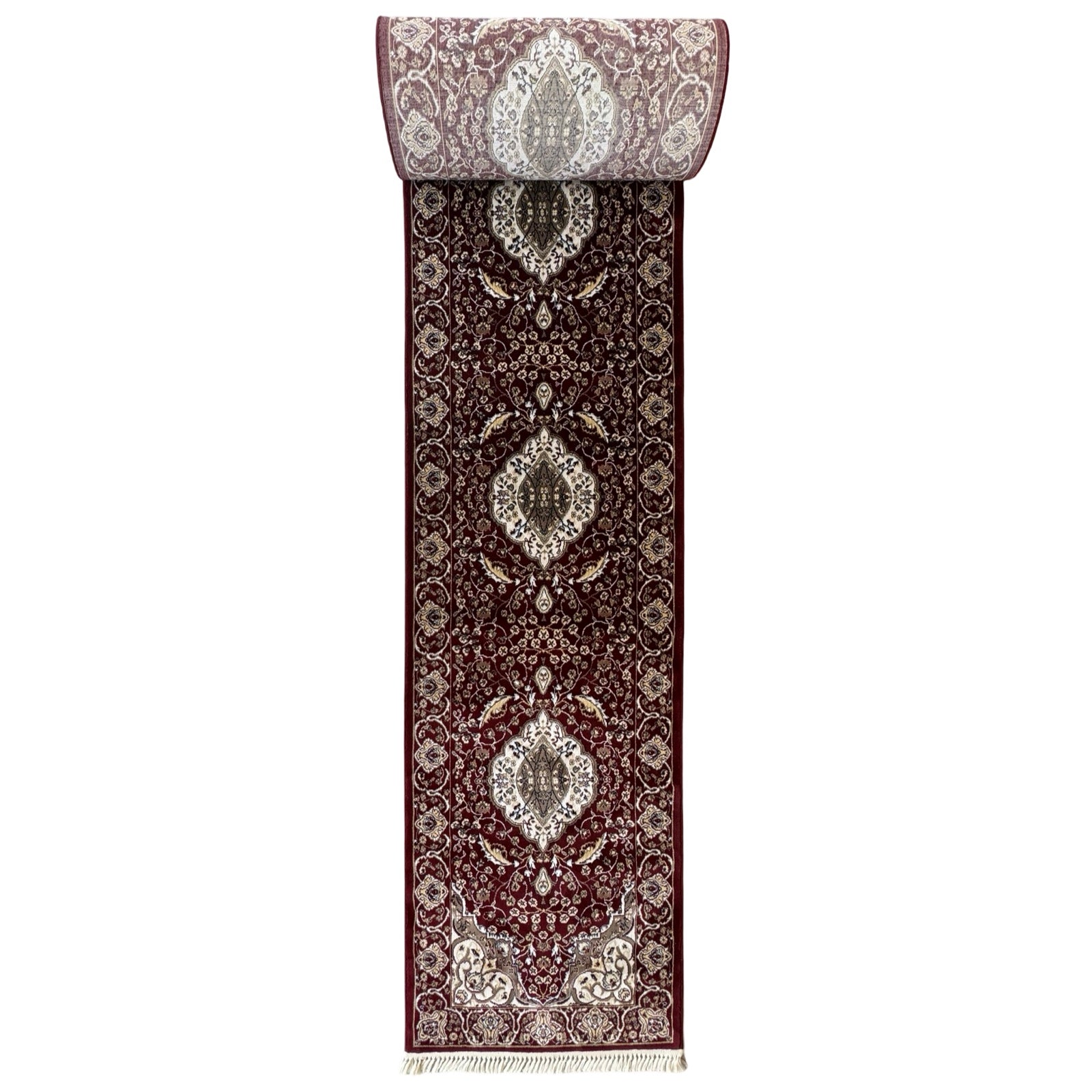 800 x 80cm Persian Mashad, Maroon Runner Rug