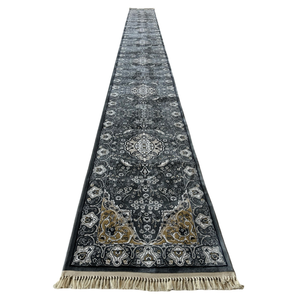 800 x 80cm Persian Mashad – Grey Runner Rug