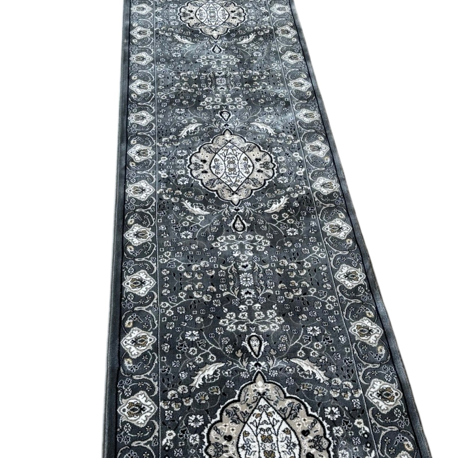 800 x 80cm Persian Mashad – Grey Runner Rug