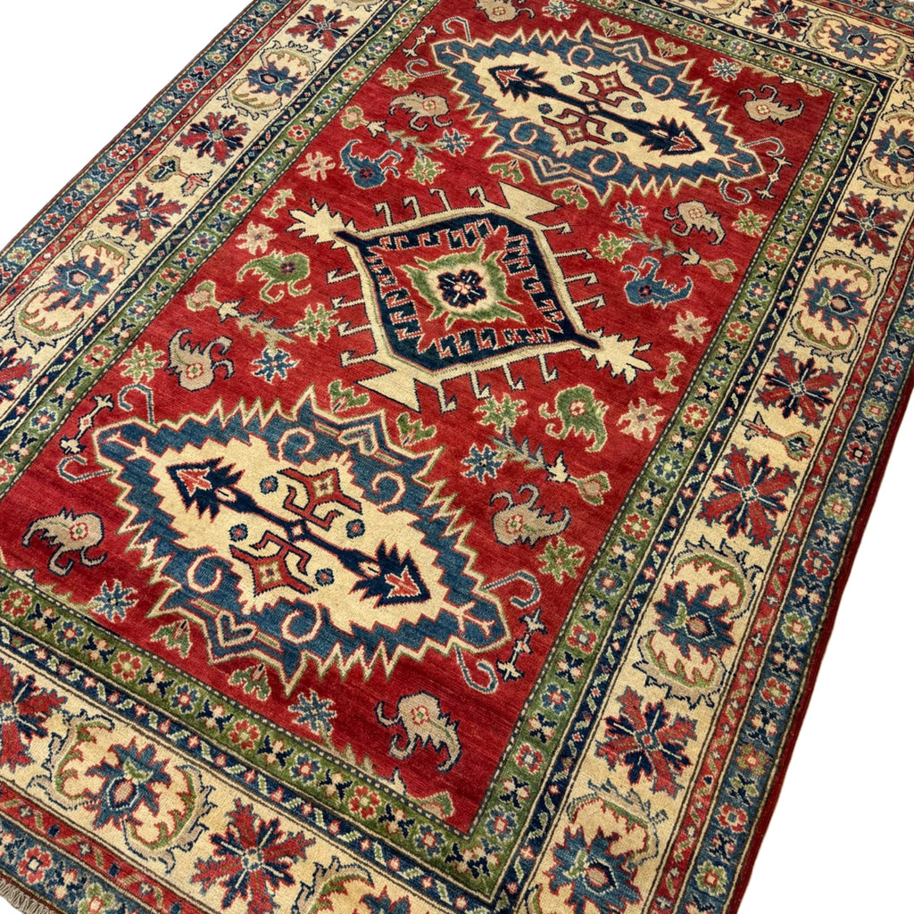 241 x 164 cm Hand Knotted Afghan Kazak Wool Rug