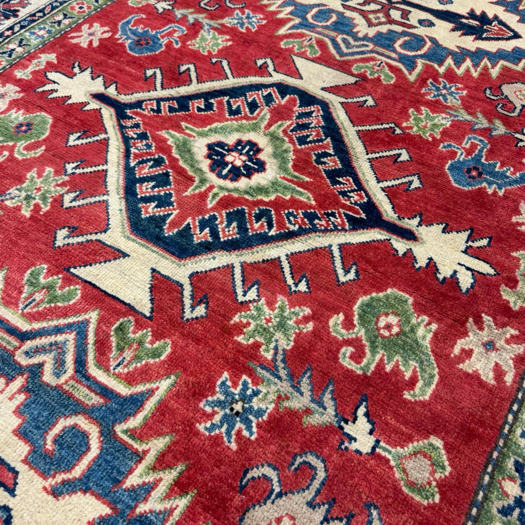 241 x 164 cm Hand Knotted Afghan Kazak Wool Rug