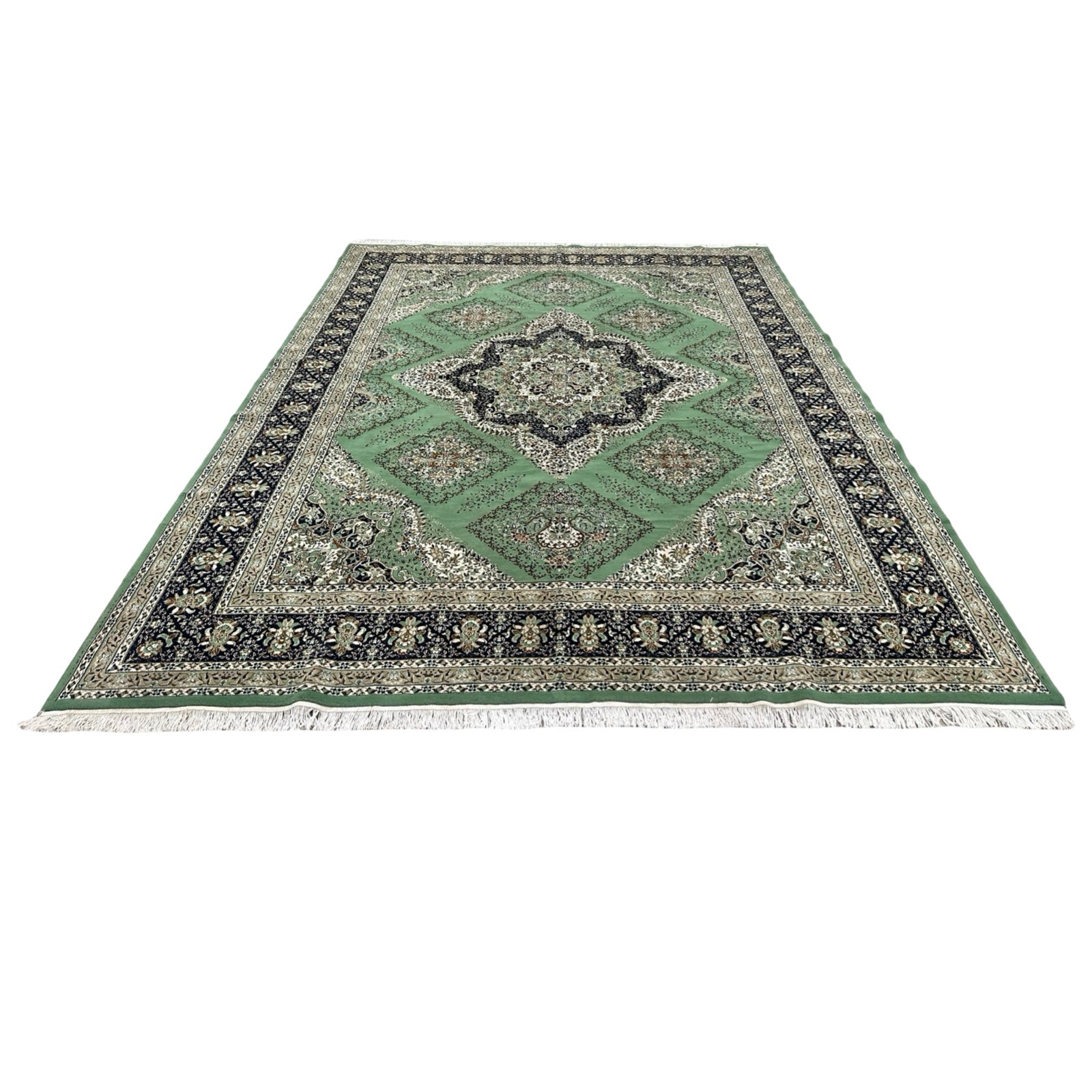 400 x 300 cm Persian Machine-Made Tabriz Soft Green Rug