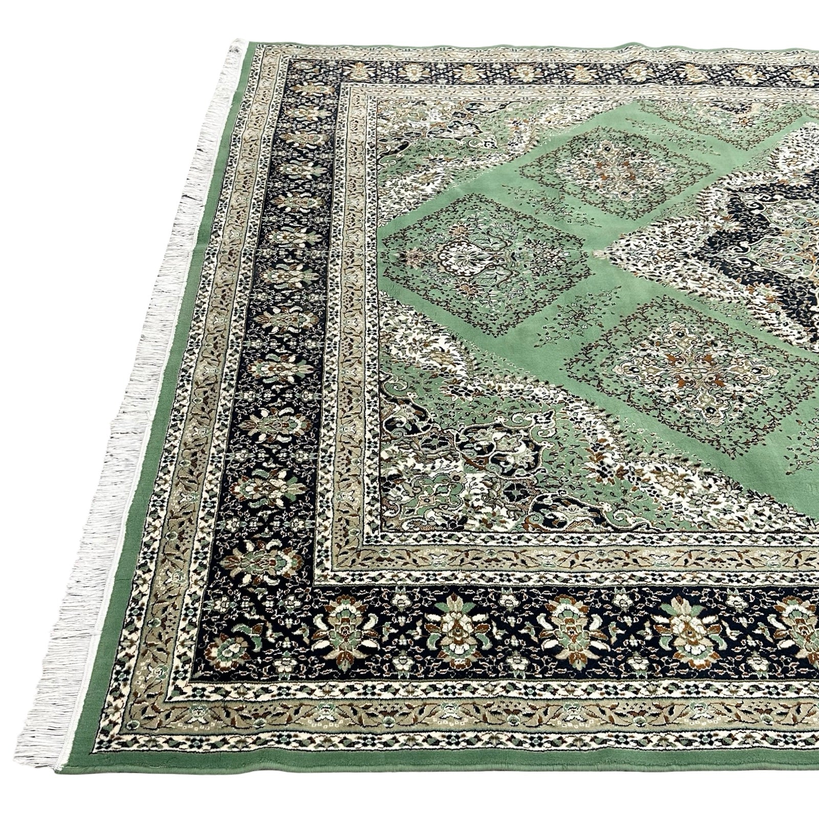 400 x 300 cm Persian Machine-Made Tabriz Soft Green Rug