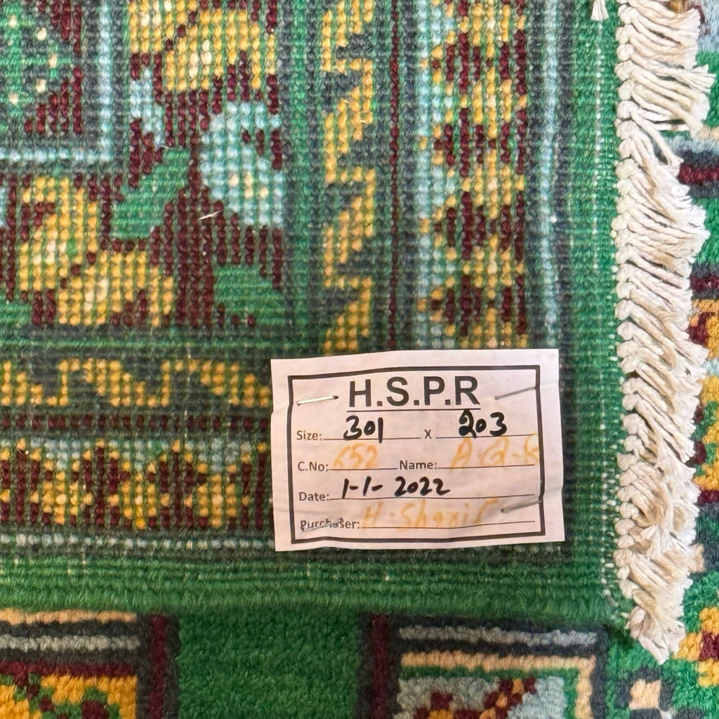 301 x 203 cm Hand-Knotted Afghan Akche Filpai Geometric Rug