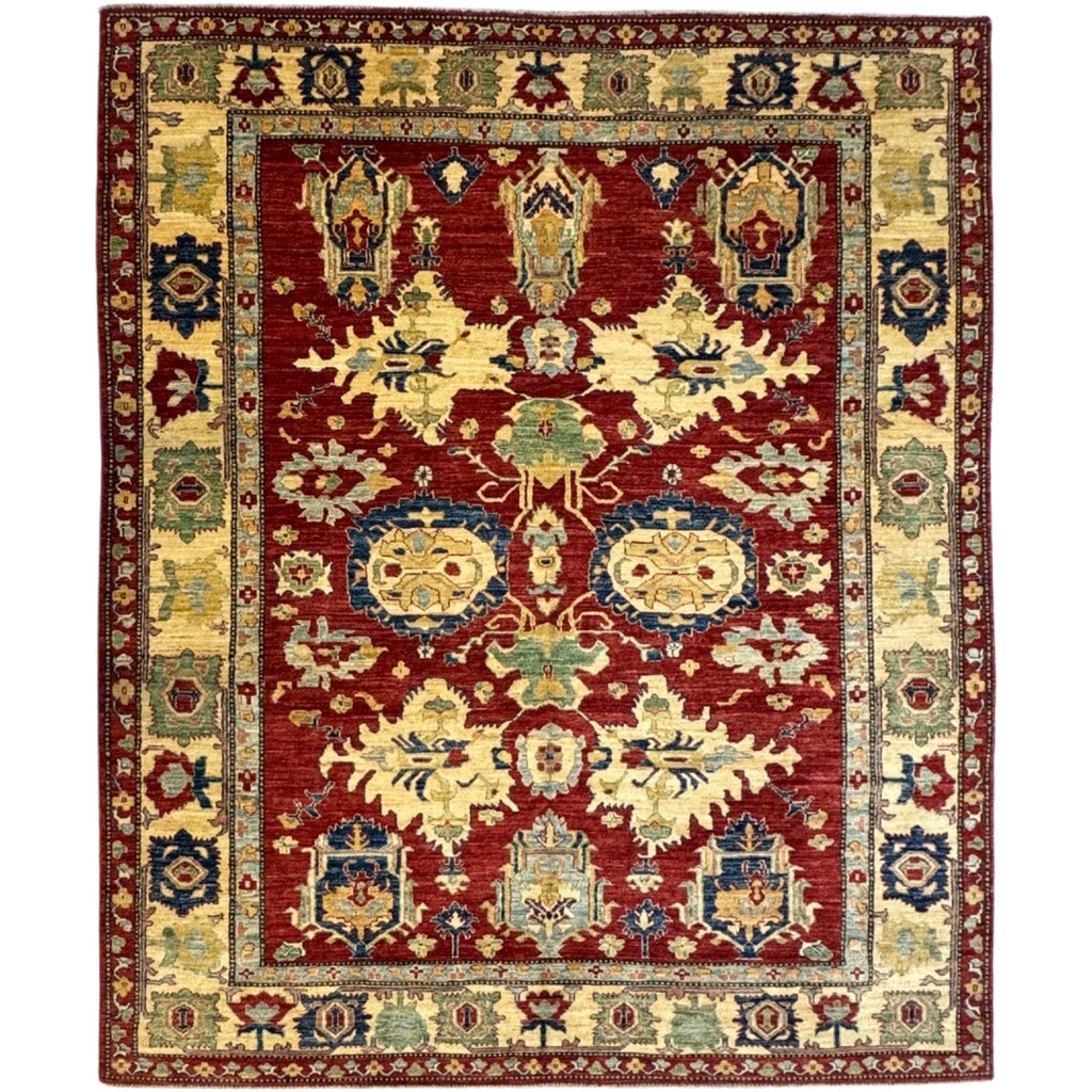 259 x 216 cm Hand Knotted Afghan Kazak Wool Rug