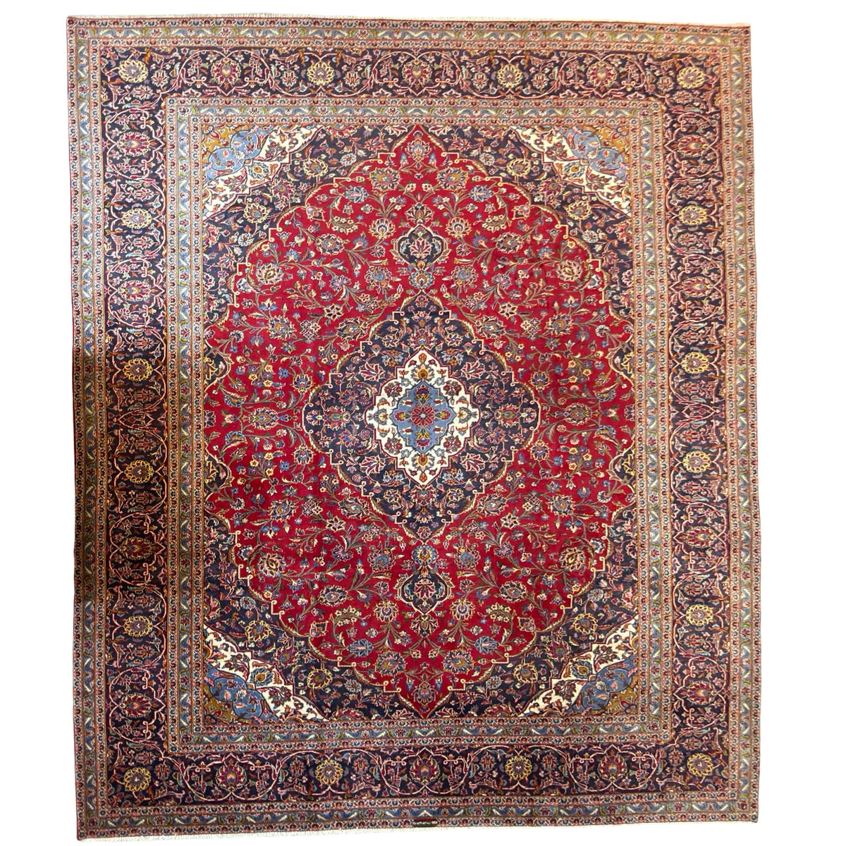 380 x 295 cm Hand Knotted Persian Kashan – Wool Rug